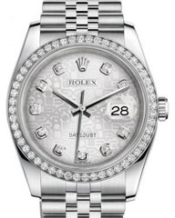 Rolex Datejust 36 White Gold/Steel Silver Jubilee Diamond Dial & Diamond Bezel Jubilee Bracelet 116244