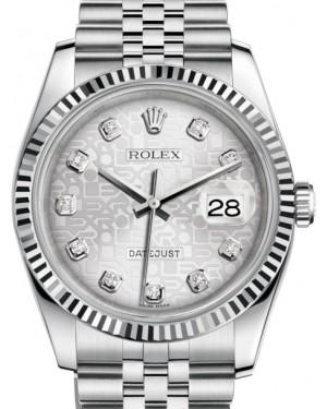 Rolex Datejust 36 White Gold/Steel Silver Jubilee Diamond Dial & Fluted Bezel Jubilee Bracelet 116234