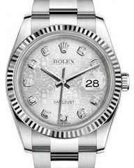 Rolex Datejust 36 White Gold/Steel Silver Jubilee Diamond Dial & Fluted Bezel Oyster Bracelet 116234