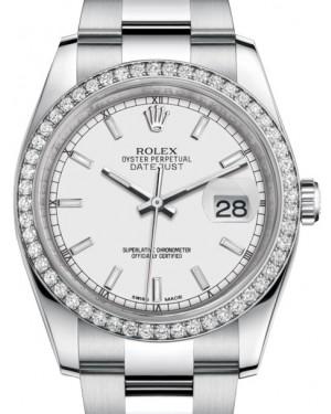 Rolex Datejust 36 White Gold/Steel White Index Dial & Diamond Bezel Oyster Bracelet 116244