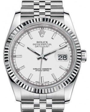 Rolex Datejust 36 White Gold/Steel White Index Dial & Fluted Bezel Jubilee Bracelet 116234
