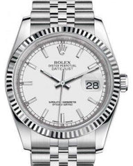 Rolex Datejust 36 White Gold/Steel White Index Dial & Fluted Bezel Jubilee Bracelet 116234