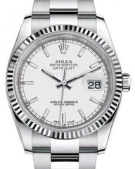 Rolex Datejust 36 White Gold/Steel White Index Dial & Fluted Bezel Oyster Bracelet 116234