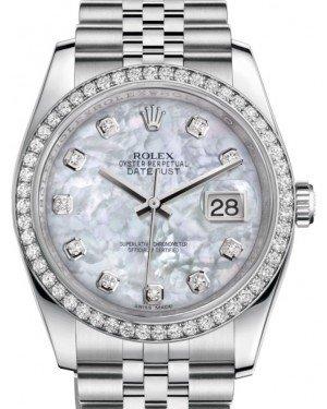 Rolex Datejust 36 White Gold/Steel White Mother of Pearl Diamond Dial & Diamond Bezel Jubilee Bracelet 116244