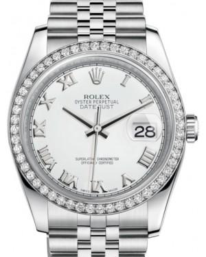 Rolex Datejust 36 White Gold/Steel White Roman Dial & Diamond Bezel Jubilee Bracelet 116244