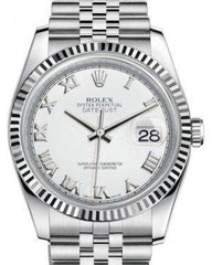 Rolex Datejust 36 White Gold/Steel White Roman Dial & Fluted Bezel Jubilee Bracelet 116234