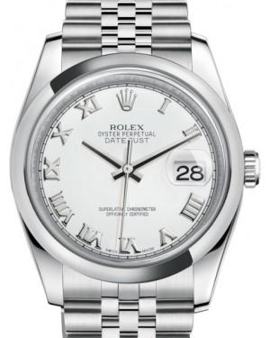 Rolex Datejust 36 Stainless Steel White Roman Dial & Smooth Domed Bezel Jubilee Bracelet 116200
