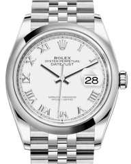 Rolex Datejust 36MM Stainless Steel White Roman Dial & Smooth Domed Bezel Jubilee Bracelet 126200 - NEW