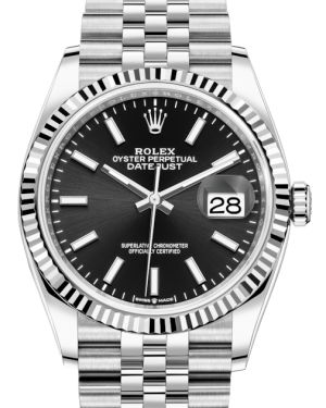 Rolex Datejust 36mm Black Dial Fluted Bezel Jubilee 126234