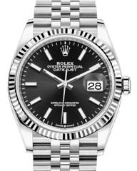 Rolex Datejust 36MM White Gold Black Index Dial & Fluted Bezel Jubilee Bracelet 126234 - NEW