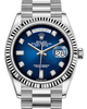 Rolex Day-Date 36 White Gold Blue Ombre Diamond Dial & Fluted Bezel President Bracelet 128239