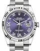 Rolex Datejust 36MM White Gold/Steel Aubergine Roman & Diamond Dial & Fluted Bezel Oyster Bracelet 126234 - NEW
