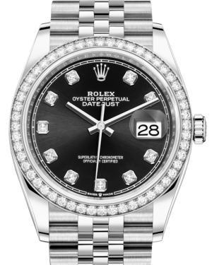 Rolex Datejust 36 White Gold/Steel Black Diamond Dial & Diamond Bezel Jubilee Bracelet 126284RBR