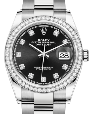 Rolex Datejust 36 White Gold/Steel Black Diamond Dial & Diamond Bezel Oyster Bracelet 126284RBR