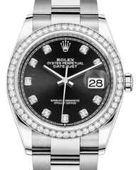 Rolex Datejust 36 White Gold/Steel Black Diamond Dial & Diamond Bezel Oyster Bracelet 126284RBR
