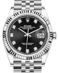 Rolex Datejust 36MM White Gold/Steel Black Diamond Dial & Fluted Bezel Jubilee Bracelet 126234 - NEW