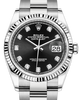 Rolex Datejust 36MM White Gold/Steel Black Diamond Dial & Fluted Bezel Oyster Bracelet 126234 - NEW