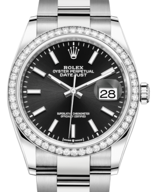 Rolex Datejust 36 White Gold/Steel Black Index Dial & Diamond Bezel Oyster Bracelet 126284RBR