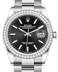 Rolex Datejust 36 White Gold/Steel Black Index Dial & Diamond Bezel Oyster Bracelet 126284RBR