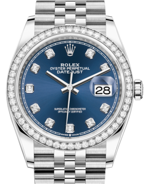Rolex Datejust 36 White Gold/Steel Blue Diamond Dial & Diamond Bezel Jubilee Bracelet 126284RBR
