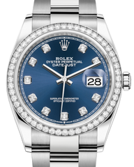 Rolex Datejust 36 White Gold/Steel Blue Diamond Dial & Diamond Bezel Oyster Bracelet 126284RBR