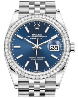 Rolex Datejust 36 White Gold/Steel Blue Index Dial & Diamond Bezel Jubilee Bracelet 126284RBR