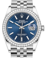 Rolex Datejust 36 White Gold/Steel Blue Index Dial & Diamond Bezel Jubilee Bracelet 126284RBR