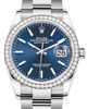 Rolex Datejust 36 White Gold/Steel Blue Index Dial & Diamond Bezel Oyster Bracelet 126284RBR