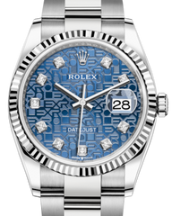 Rolex Datejust 36mm White Gold/Steel Blue Jubilee Diamond Dial & Fluted Bezel Oyster Bracelet 126234 - NEW