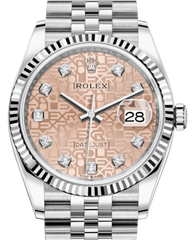 Rolex Datejust 36mm White Gold/Steel Pink Jubilee Diamond Dial & Fluted Bezel Jubilee Bracelet 126234 - NEW