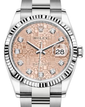 Rolex Datejust 36mm White Gold/Steel Pink Jubilee Diamond Dial & Fluted Bezel Oyster Bracelet 126234 - NEW