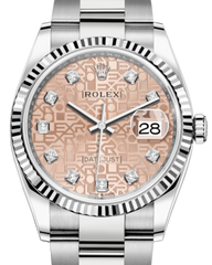 Rolex Datejust 36mm White Gold/Steel Pink Jubilee Diamond Dial & Fluted Bezel Oyster Bracelet 126234 - NEW