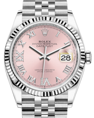 Rolex Datejust 36mm White Gold/Steel Pink Roman & Diamond Dial & Fluted Bezel Jubilee Bracelet 126234 - NEW