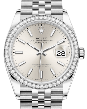 Rolex Datejust 36 White Gold/Steel Silver Index Dial & Diamond Bezel Jubilee Bracelet 126284RBR