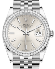 Rolex Datejust 36 White Gold/Steel Silver Index Dial & Diamond Bezel Jubilee Bracelet 126284RBR