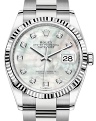 Rolex Datejust 36mm White Gold/Steel White Mother of Pearl Diamond Dial & Fluted Bezel Oyster Bracelet 126234 - NEW