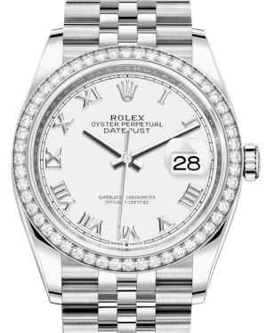 Rolex Datejust 36 White Gold/Steel White Roman Dial & Diamond Bezel Jubilee Bracelet 126284RBR