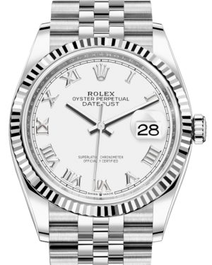 Rolex Datejust 36mm White Gold/Steel White Roman Dial & Fluted Bezel Jubilee Bracelet 126234 - NEW