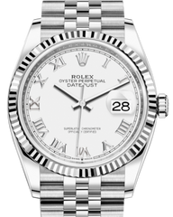 Rolex Datejust 36mm White Gold/Steel White Roman Dial & Fluted Bezel Jubilee Bracelet 126234 - NEW