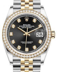 Rolex Datejust 36 Yellow Gold/Steel Black Diamond Dial & Diamond Bezel Jubilee Bracelet 126283RBR