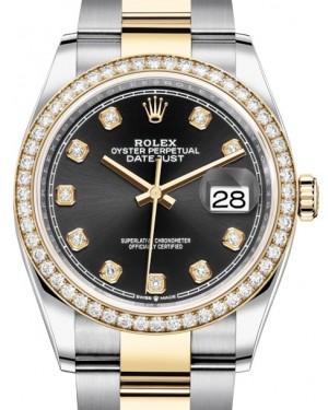 Rolex Datejust 36 Yellow Gold/Steel Black Diamond Dial & Diamond Bezel Oyster Bracelet 126283RBR