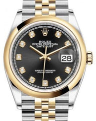 Rolex Datejust 36 Yellow Gold/Steel Black Diamond Dial & Smooth Domed Bezel Jubilee Bracelet 126203