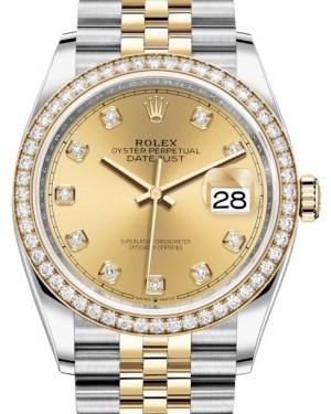 Rolex Datejust 36 Yellow Gold/Steel Champagne Diamond Dial & Diamond Bezel Jubilee Bracelet 126283RBR