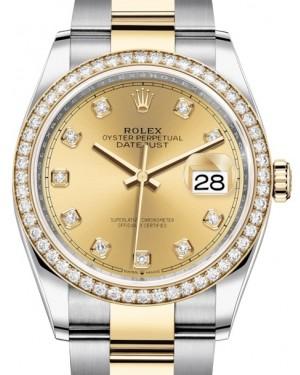 Rolex Datejust 36 Yellow Gold/Steel Champagne Diamond Dial & Diamond Bezel Oyster Bracelet 126283RBR