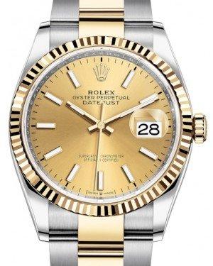 Rolex Datejust 36 126233 Champ Index Dial Stainless & Yellow Gold Oyster Band