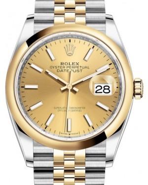 Rolex Datejust 36 Yellow Gold/Steel Champagne Index Dial & Smooth Domed Bezel Jubilee Bracelet 126203