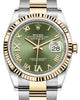 Rolex Datejust 36 Yellow Gold/Steel Olive Green Roman Diamond VI Dial & Fluted Bezel Oyster Bracelet 126233
