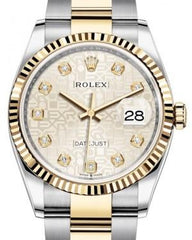 Rolex Datejust 36 Yellow Gold/Steel Silver Jubilee Diamond Dial & Fluted Bezel Oyster Bracelet 126233