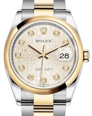 Rolex Datejust 36 Yellow Gold/Steel Silver Jubilee Diamond Dial & Smooth Domed Bezel Oyster Bracelet 126203