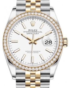 Rolex Datejust 36 Yellow Gold/Steel White Index Dial & Diamond Bezel Jubilee Bracelet 126283RBR